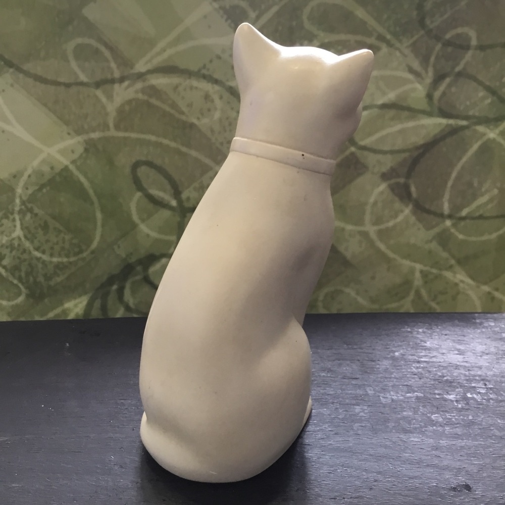 Vtg Sitting Cream Kitty Cat Stone Casting Figurine Eclipse Wales 4” Statue - Picture 4 of 8